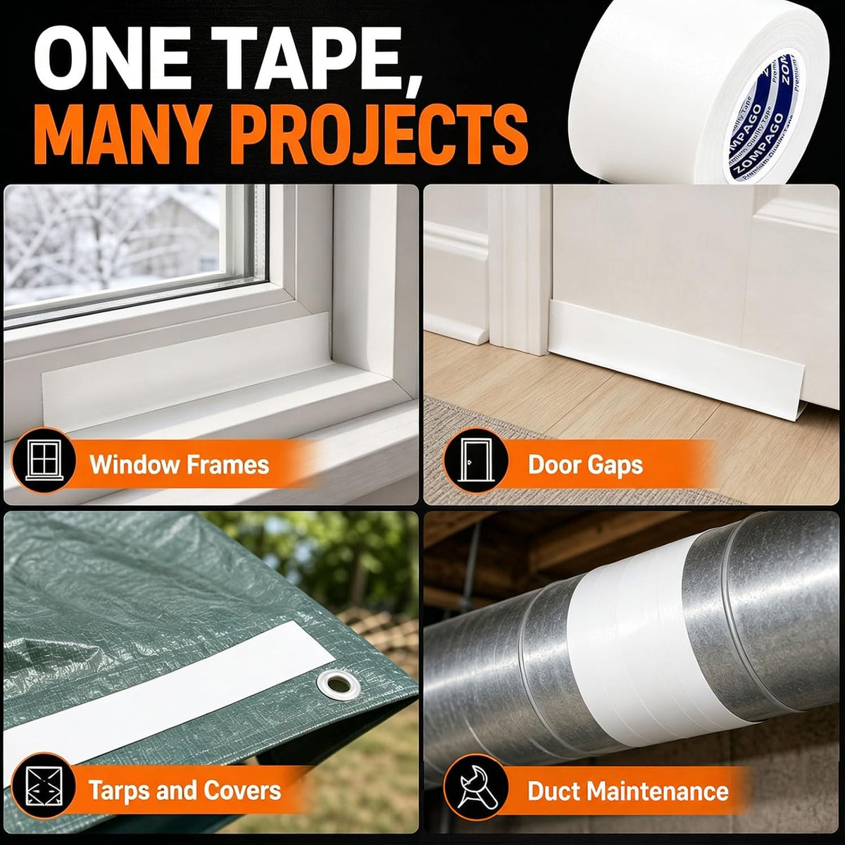 Duct Tape for Window Sealing,Draft Seal Weather Strip 1.8inx33FT