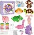 Kid Felt Sewing Kits for Beginners, DIY 8 Stuffed Animals for Kids Age 5-12
