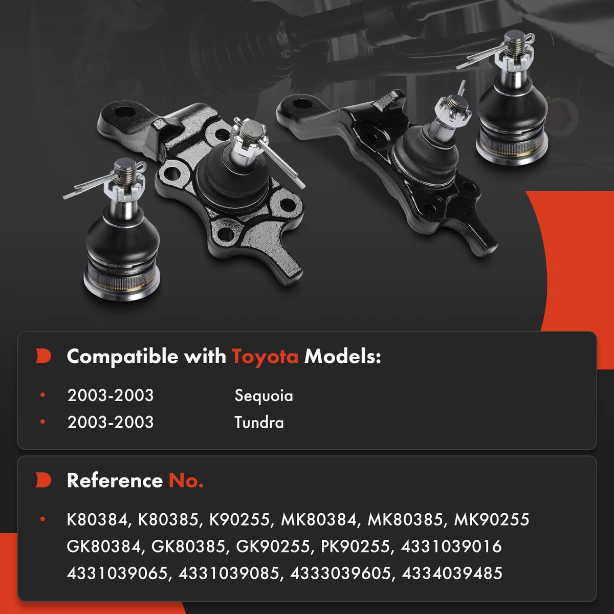 A-Premium Front Upper & Lower Ball Joint Kit, Compatible with Toyota
