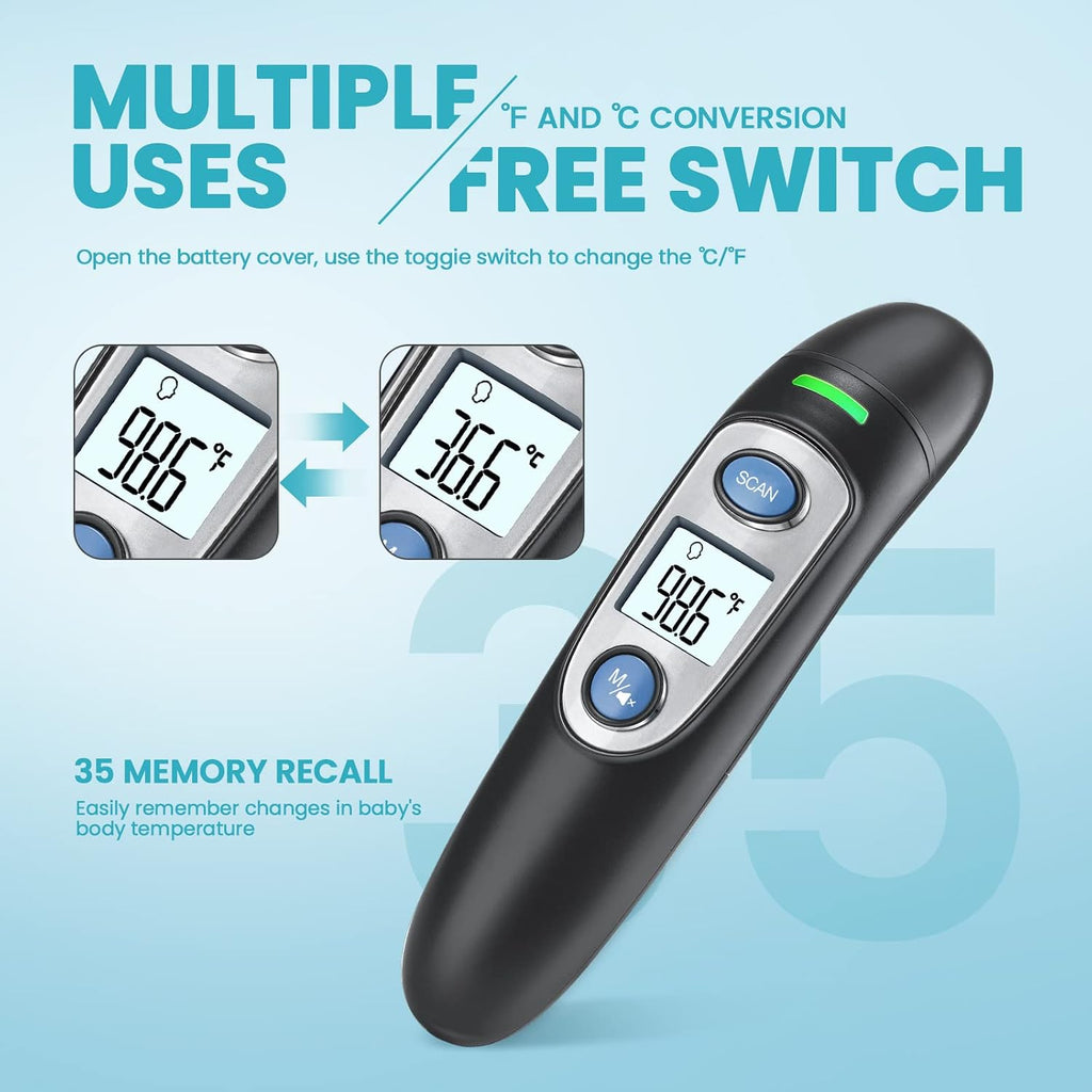 Infrared Thermometer for Adults,Forehead and Ear Thermometer for Fever, Babies, Children, Adults, Indoor and Outdoor