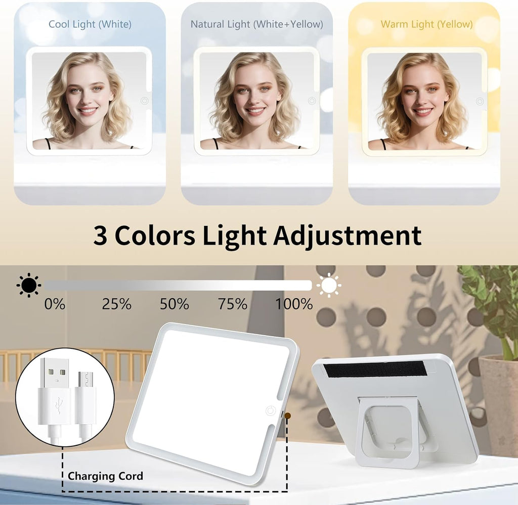 Makeup Bag with LED Lighted Mirror 10.2-in Travel Makeup Bag Train Case Adjustable Brightness in 3 Colors Cosmetic