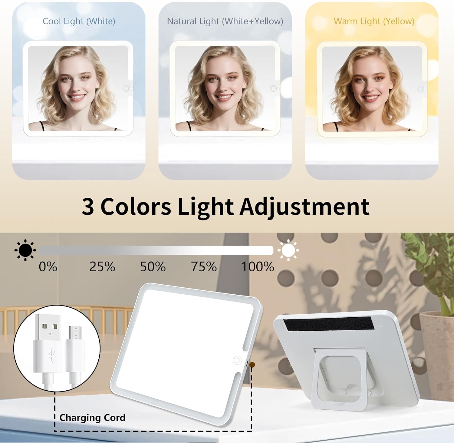 Makeup Bag with LED Lighted Mirror 10.2-in Travel Makeup Bag Train Case Adjustable Brightness in 3 Colors Cosmetic