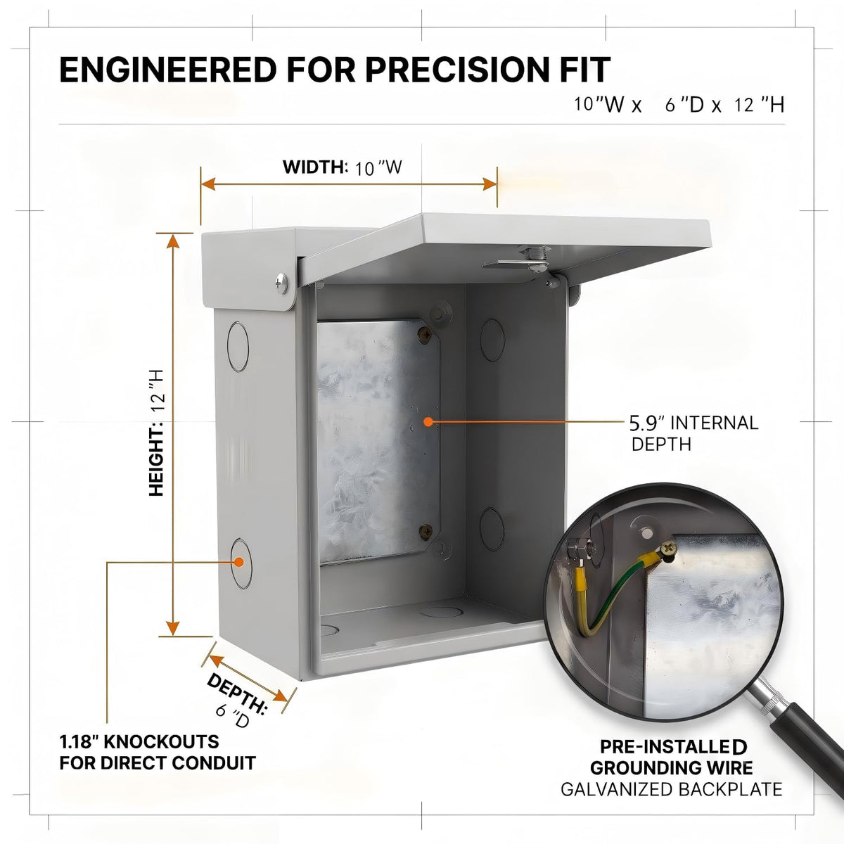 12x10x6“ Metal Outdoor Electrical Box, IP66 Waterproof Combo Lock Enclosure