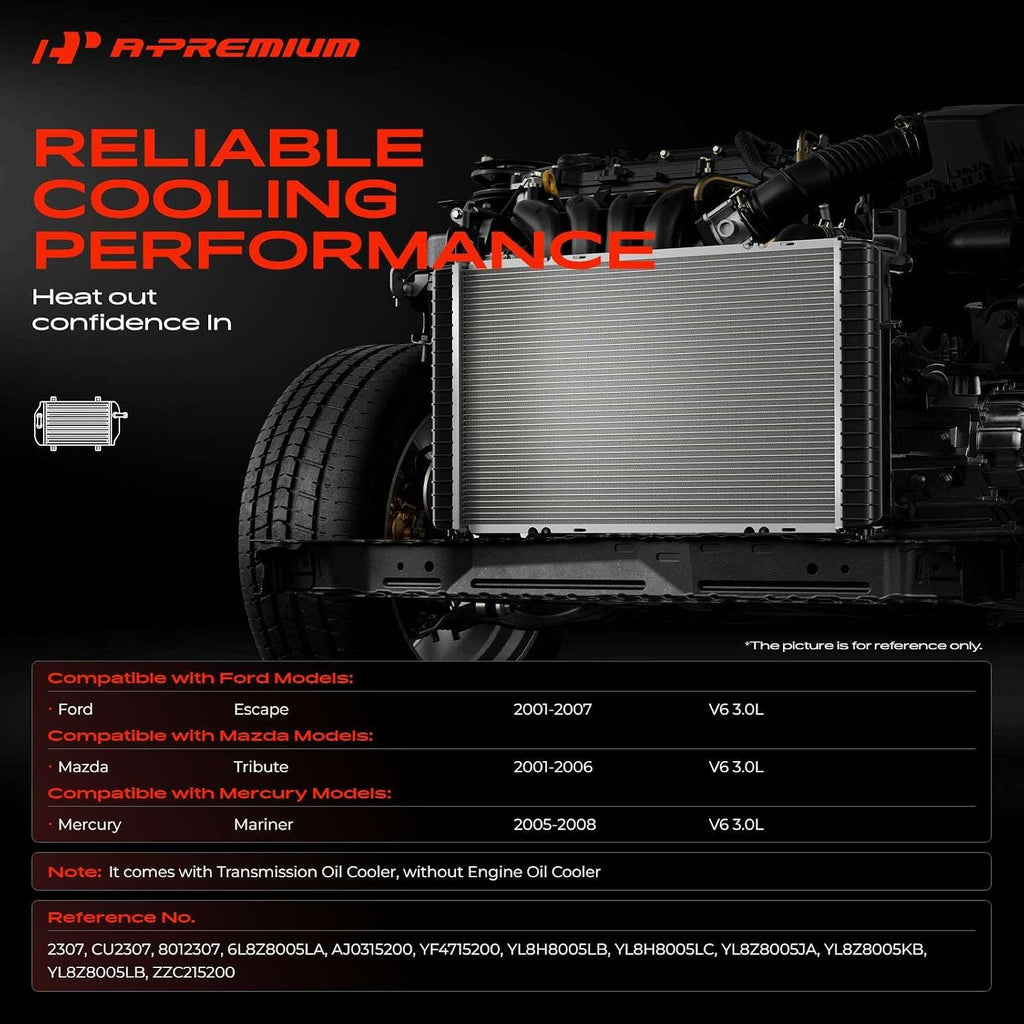 A-Premium Engine Coolant Radiator Assembly with Transmission Oil Cooler