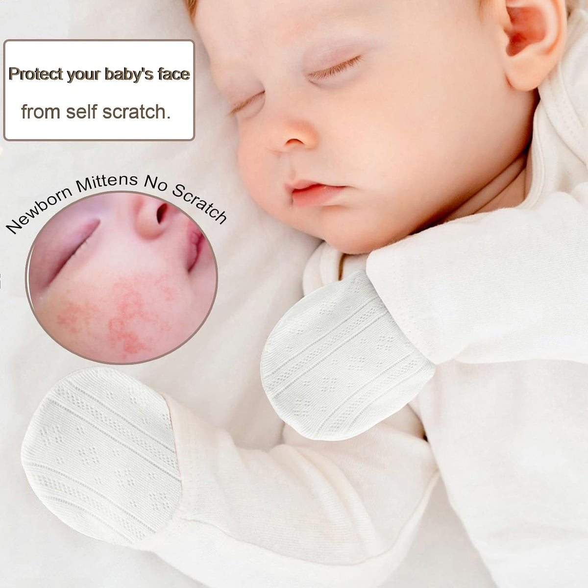 Baby Mittens Newborn Girl 0-6 Months No Scratch Ruffle Mesh 5-Pack