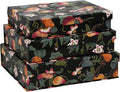 3-Piece Decorative Storage Boxes with Lids, Dark Botanical Floral & Fruit Pattern, Sturdy Cardboard Keepsake Boxes