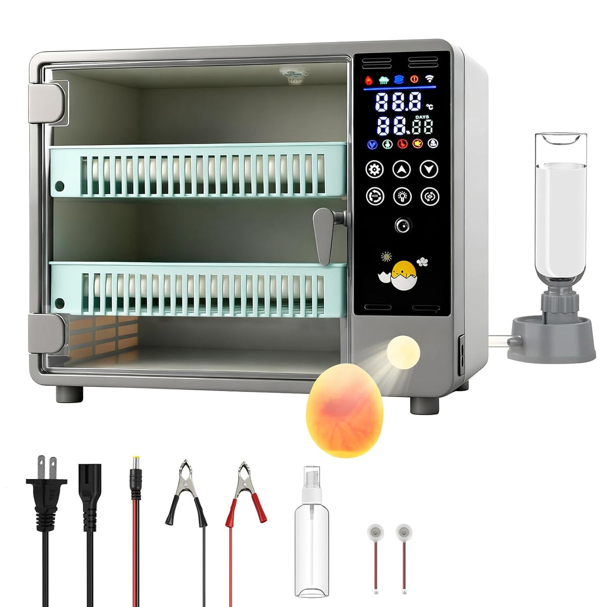 24 Egg Incubator Auto Turner Water Control Adjustable Tray Candler