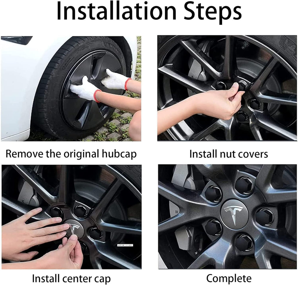 for Tesla Model 3 Y S X Wheel Hub Caps Center Cover Silver Matte (4PCS) Modification Hubcaps for Tesla Accessories
