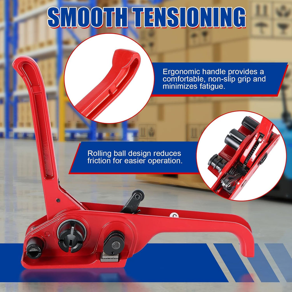 Poly Strapping Tensioner & Strap Cutter Tools, Heavy Duty Banding Strapping Tool, Manual Poly Strapping Tool Strap
