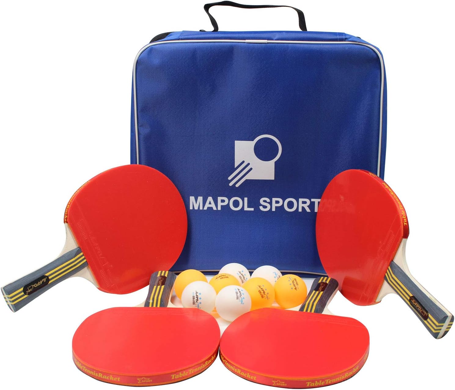 Ping Pong Paddles Set of 4, 4 Ping Pong Paddles and 8 Balls with Case