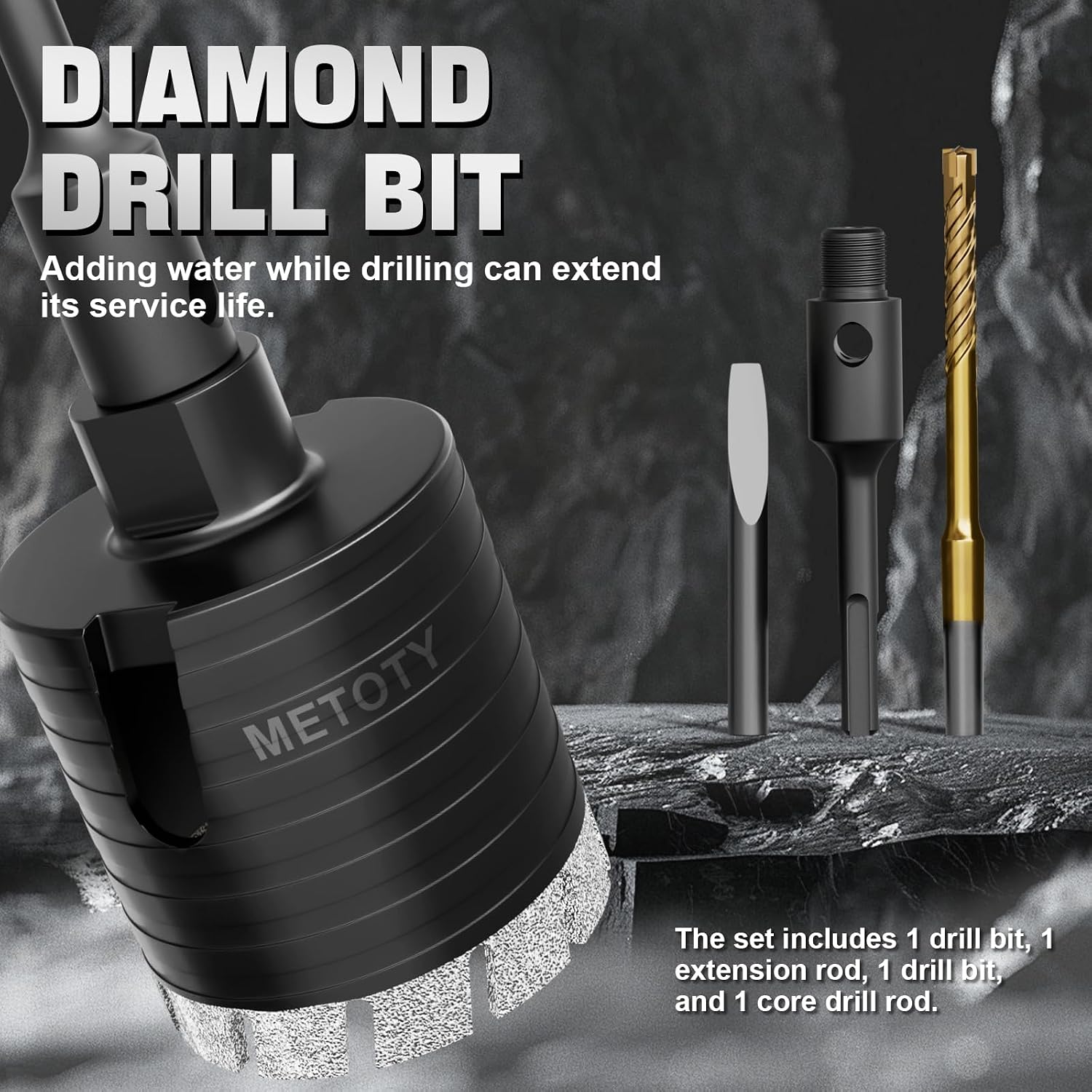 Diamond Core Drill Bit 4"(100mm) with SDS Plus Adapter Heavy Duty Concrete Core Bit for Dry or Wet Drilling