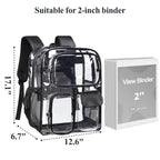 Clear Backpack for School - 17 inch Heavy Duty Clear Bookbag, Black