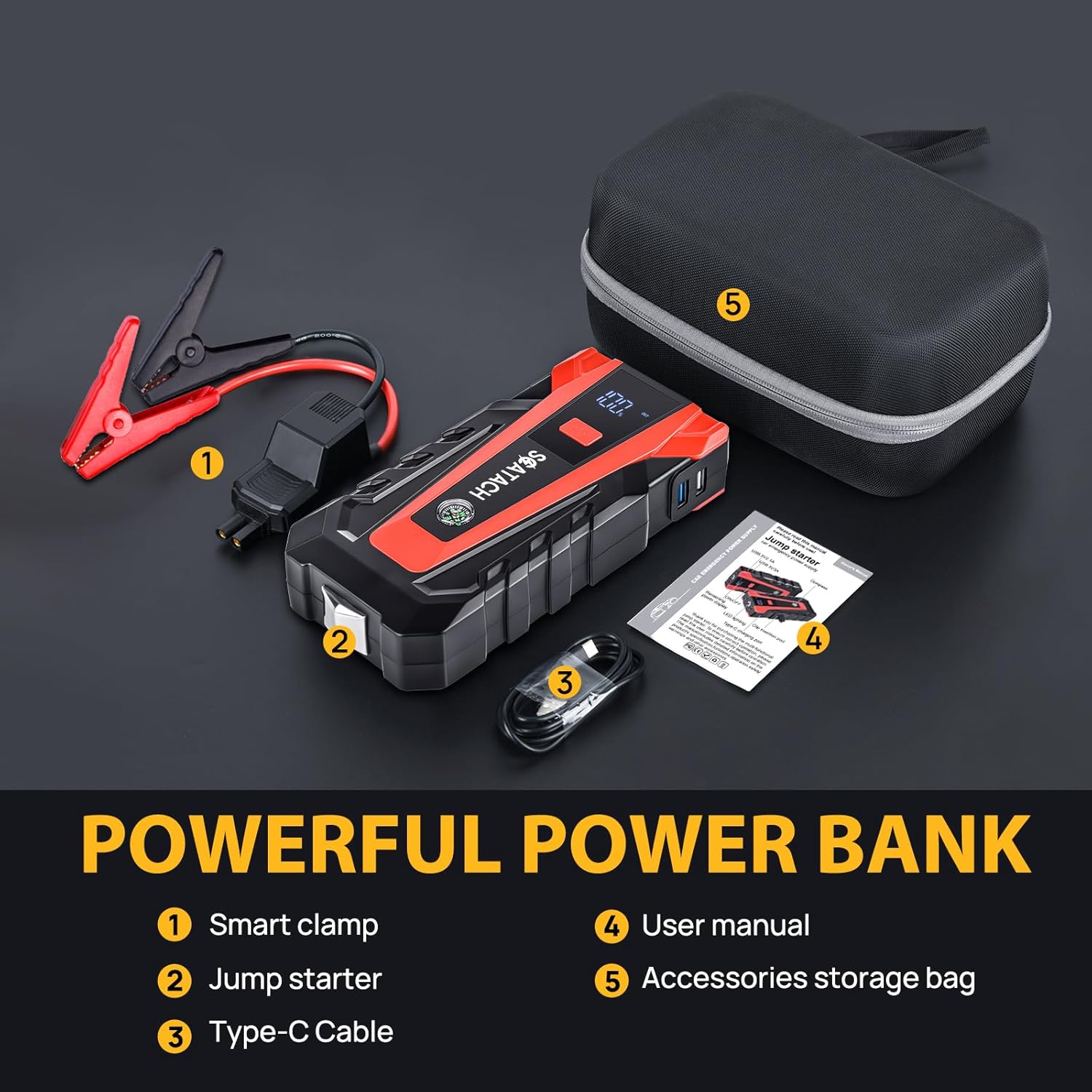 3000A Car Battery Jump Starter,12V Jump Starter Battery Pack Portable (up to 9.0L Gasoline and 7.0L Diesel Engine)