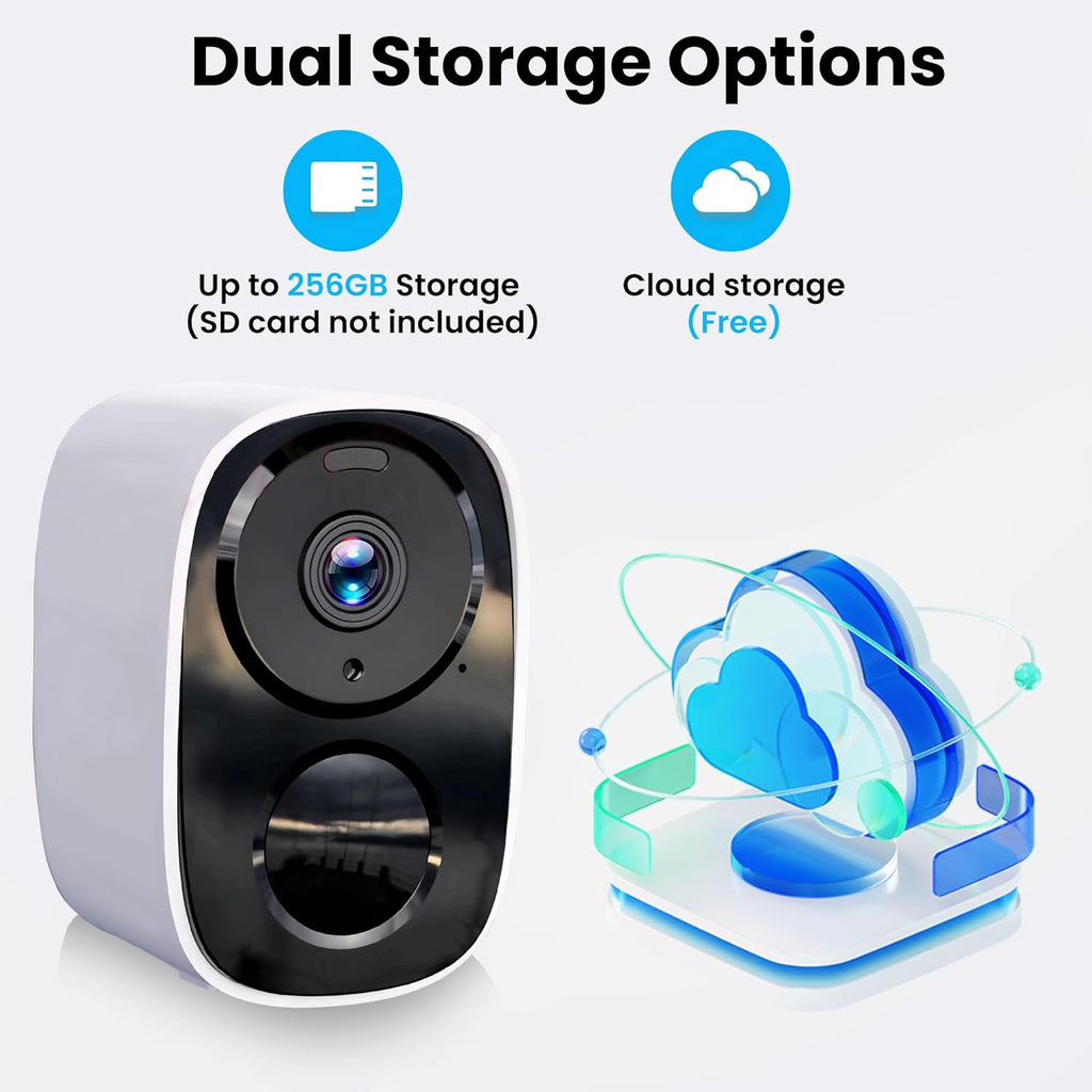 2026 Upgraded 2K Security Cameras Wireless Outdoor, Free Cloud Storage, 1-6 Months Battery Life, Waterproof, 2-Way