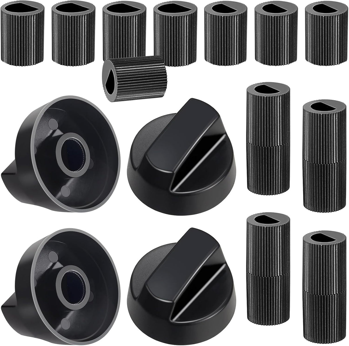4 Pack Black Control Knobs Replacement with 12 Adapters, Stove Knobs Replacements, Universal Control Knobs for Oven Stove Range