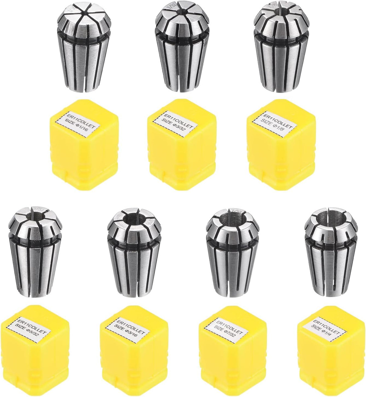 uxcell 7pcs ER11 Spring Collet Set 1/16" to 1/4" Chuck for CNC Machine