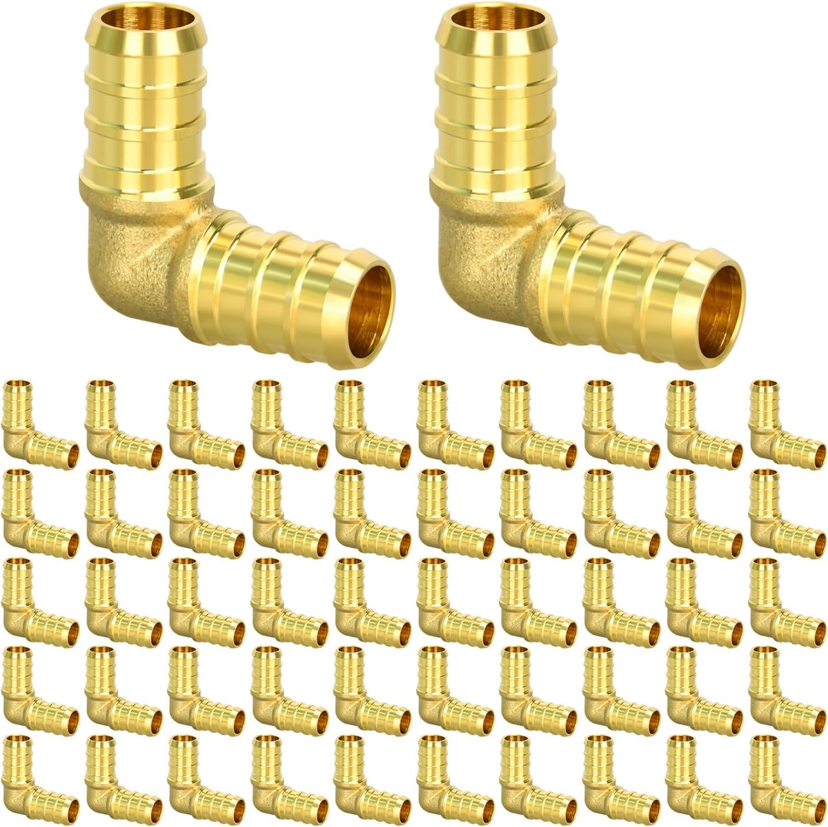 50 Pack 1/2" PEX Fittings, Brass Elbow Fittings