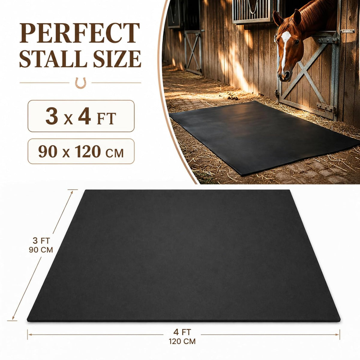 Heavy Duty Rubber Horse Stall Mats 3x4 ft Large Horse Stable Mat