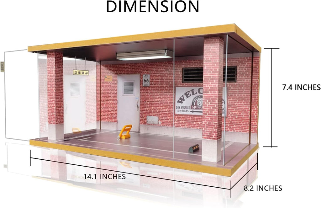 Display Case with Light for 1/18 Diecast Cars | Display Case for 1/18 Diecast Cars,Acrylic Display Case for 1/12