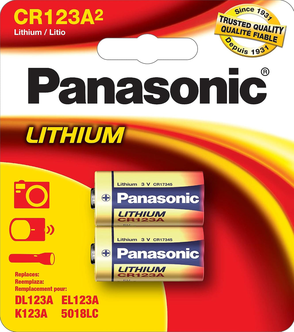 Panasonic CR123A 3V Long Lasting Lithium Batteries for Tactical Flashlights, Home Security Systems, Cameras, Lighting
