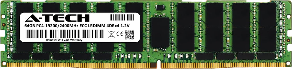 A-Tech 64GB DDR4 2400MHz PC4-19200 ECC LRDIMM 4Rx4 (4DRx4) Quad Rank 1.2V Load Reduced DIMM 288-Pin Server RAM Memory Upgrade Module (A-Tech Enterprise Series)