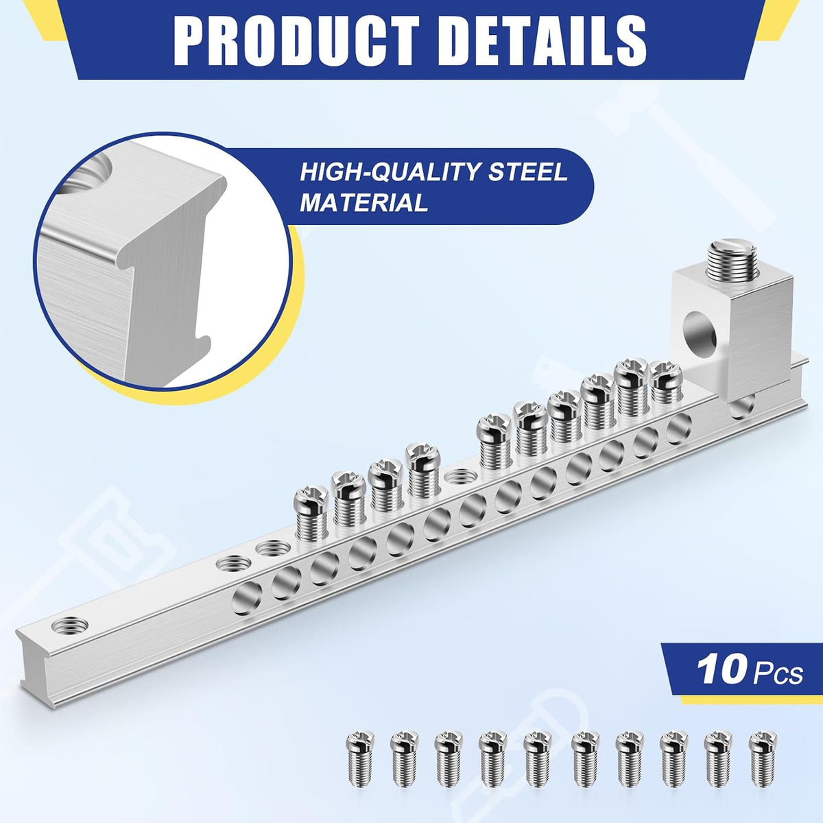 Relaxweex 2 Sets Ground Bar Kit with 10 Terminal Positions & Ground Lug