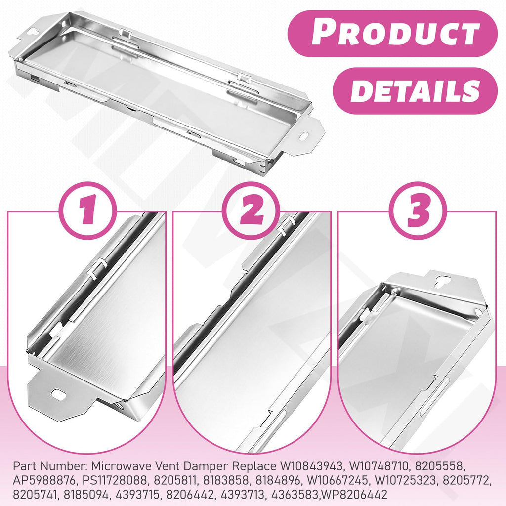 W10843943 Microwave Vent Damper for Whirlpool Kitchenaid Kenmore Machine