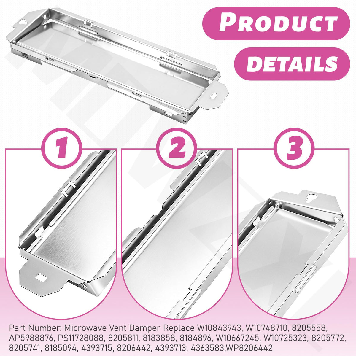 W10843943 Microwave Vent Damper for Whirlpool Kitchenaid Kenmore Machine