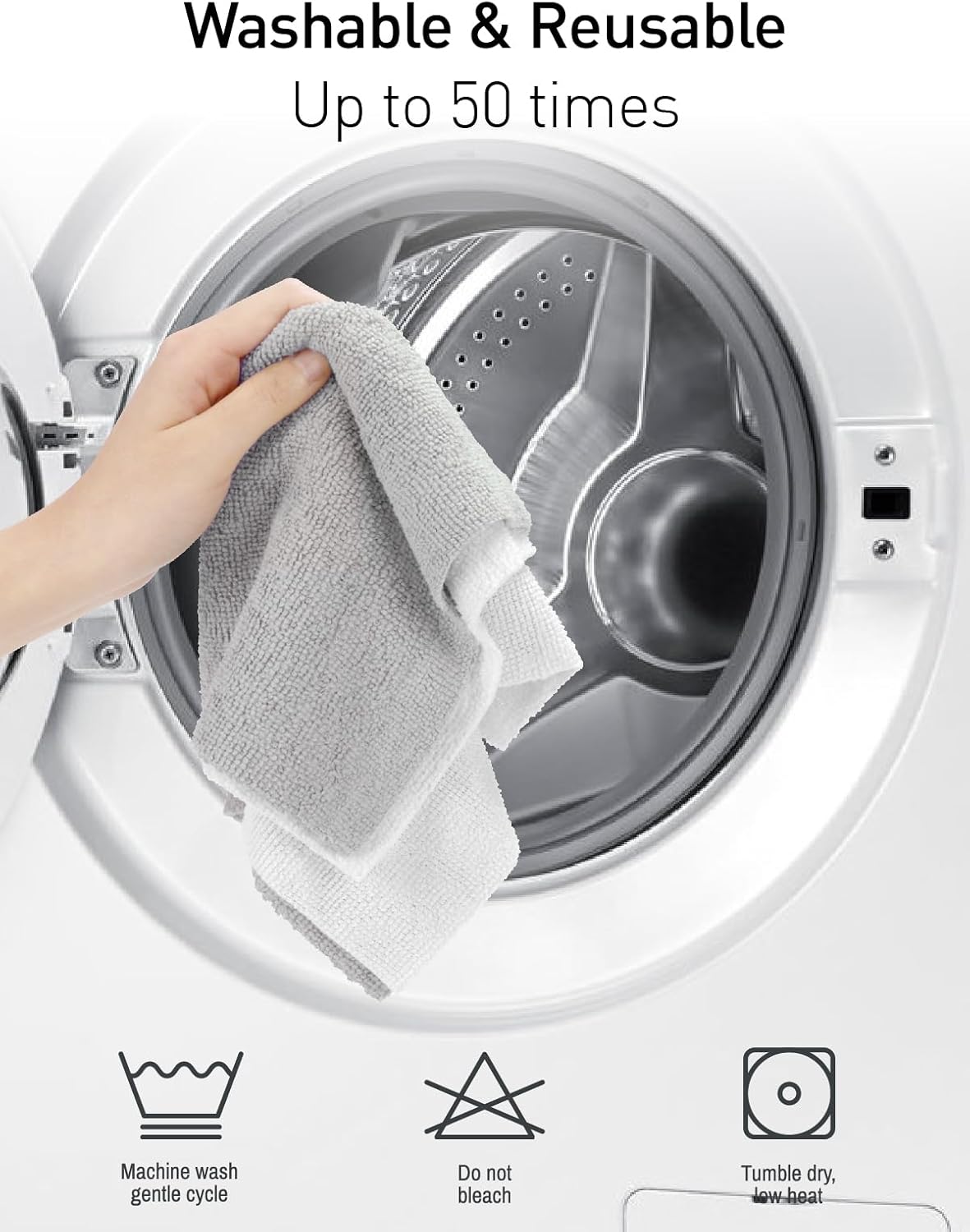 Microfiber Cleaning Cloth Roll -75 Pack, Tear Away Microfiber Towels, 12" x 12", Reusable, Washable, Scratch Free
