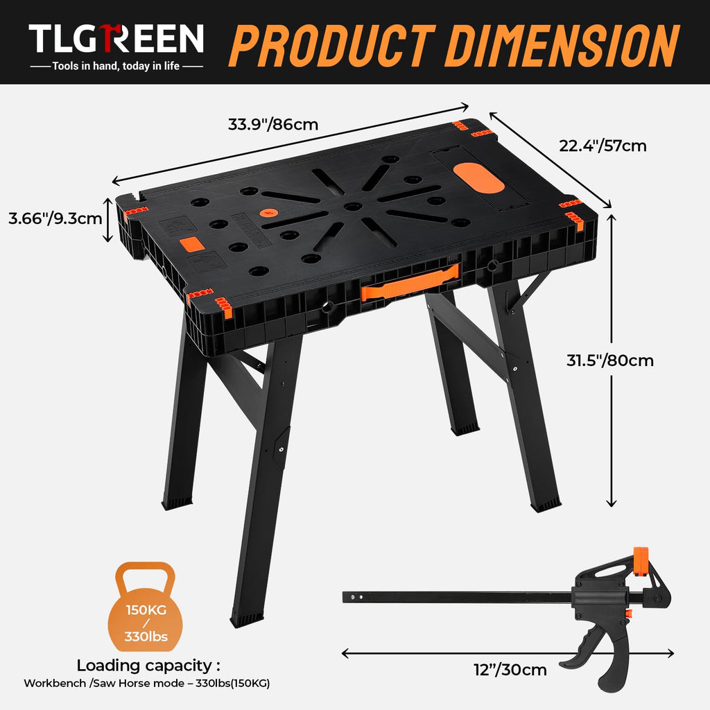 2-Pack Portable Folding Work Tables, 330 lb Each