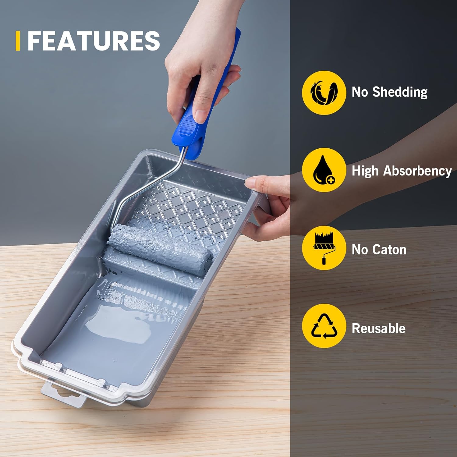 Microfiber Paint Roller Covers 4 Inch, 40 Pack Small Paint Roller Covers with Roller Frame Kit, Mini Paint Rollers
