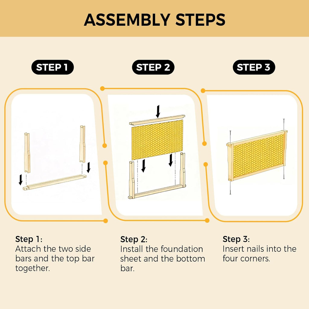 20 Pack Deep Beehive Frames Kit with Durable Wooden Frames and Food-Grade Beeswax-Coated Plastic Foundations for