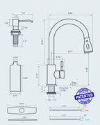 Black Kitchen Faucet, with Soap Dispenser and Pull Down Sprayer