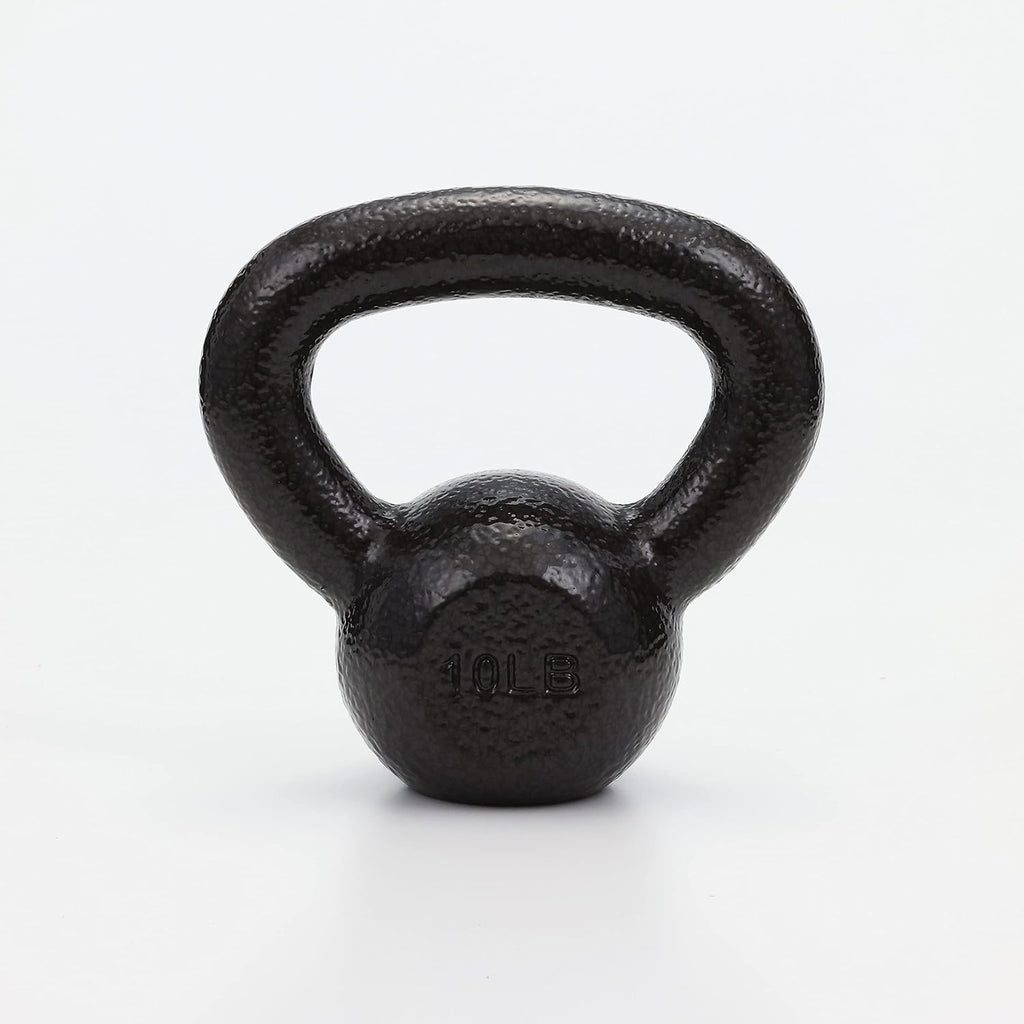 Cast Iron Kettlebell for Strength Training, Textured Wide Handle, Black