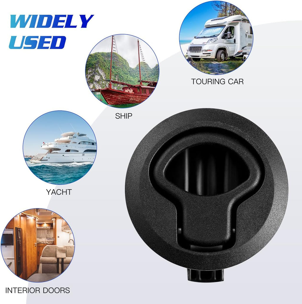 WINOMO Marine Flush Mount Latch - 2" Black UV Stabilized Slam Latch Flush Mount Handle Ring for Boat Hatches, RV Campers
