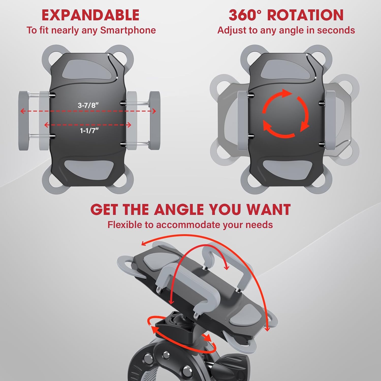 CR-30 SlimClip Mic Stand Phone Holder, iPhone Clamp Mount, Pole Phone Mount, Microphone, Music or Drum Stand