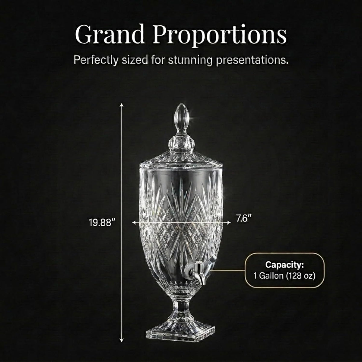 Iced Beverage Dispenser, Dublin Crystal Collection - 1 Gallon