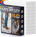 12 x 9 Ft Plastic Drop Cloths for Painting (10-Pack)