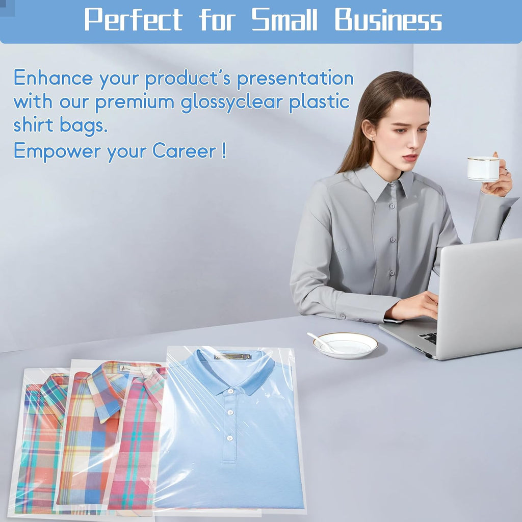 Clear Self-Sealing Cellophane Bags: 100PCS 10x13 Inch Sealable Poly Plastic Shipping Bags for Small Business