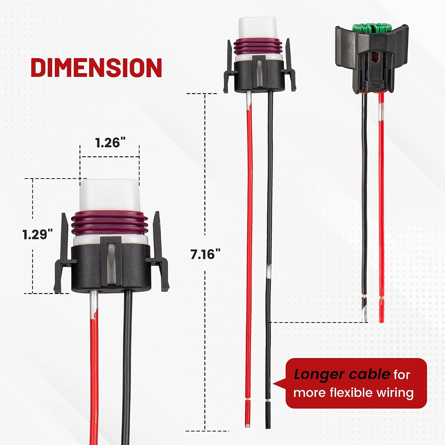 H8 H9 H11 880 881 2 PIN Female Wiring Ceramic Socket Universal Fit for Toyota GMC Chevy Honda Jeep Ford Subaru Dodge
