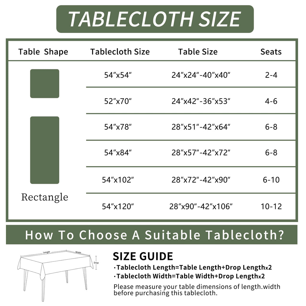 Rectangle Table Cloth, Vinyl Tablecloth, 52"x70", Green Checkered