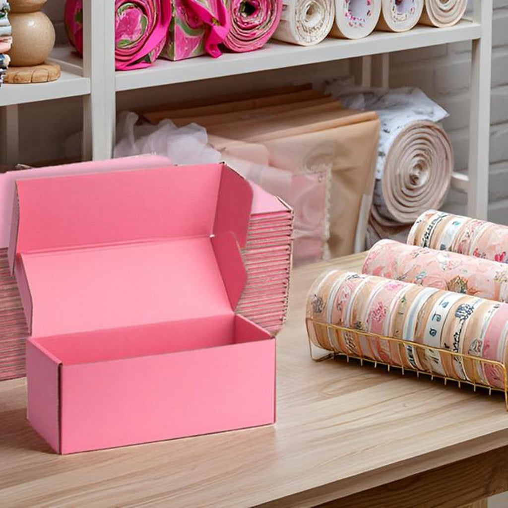 Pink Shipping Boxes 10x4x4 Inches, 20 Pack