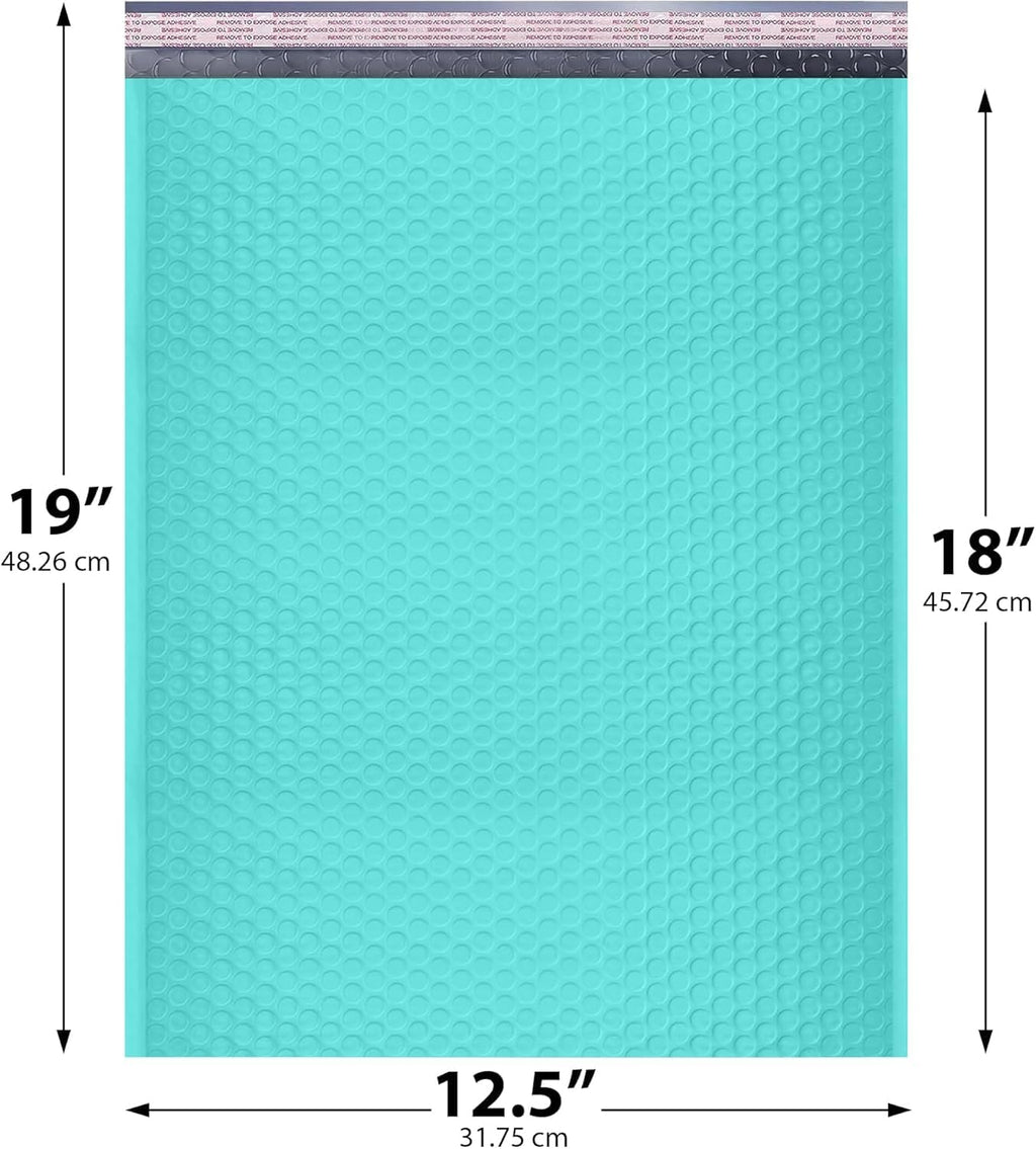 Teal Bubble Mailers 12.5x19, Self Seal Poly Padded Envelopes #6, 20 Pack