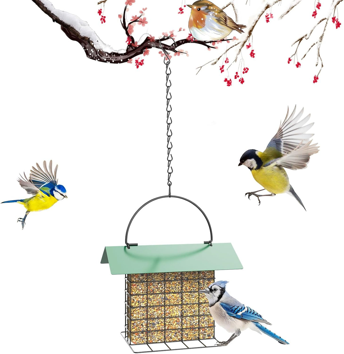 Bird Feeder for Outdoors, Squirrel Proof Suet Feeder for Outside Hanging