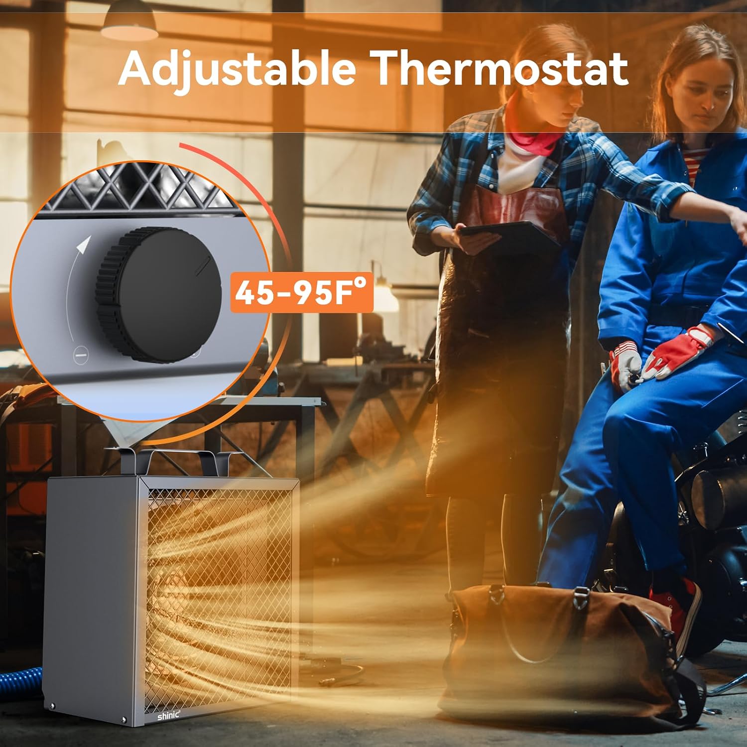 Electric Garage Heater 240V, 4,800-watt Fan-Forced Industrial Heater, With Thermostat Control, Carrying Handle, Heavy