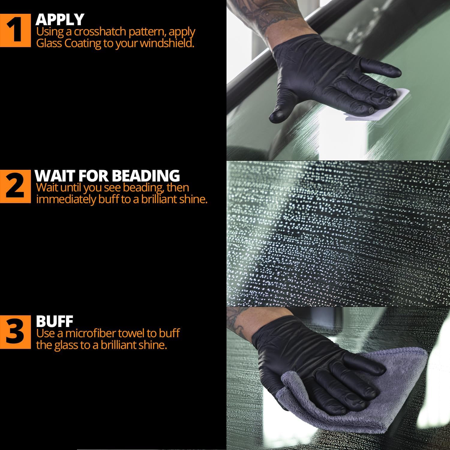 Ceramic Glass Coat Protectant, Rain Repellent for Cars, 4 Wipes | Hydrophobic windshield and window treatment