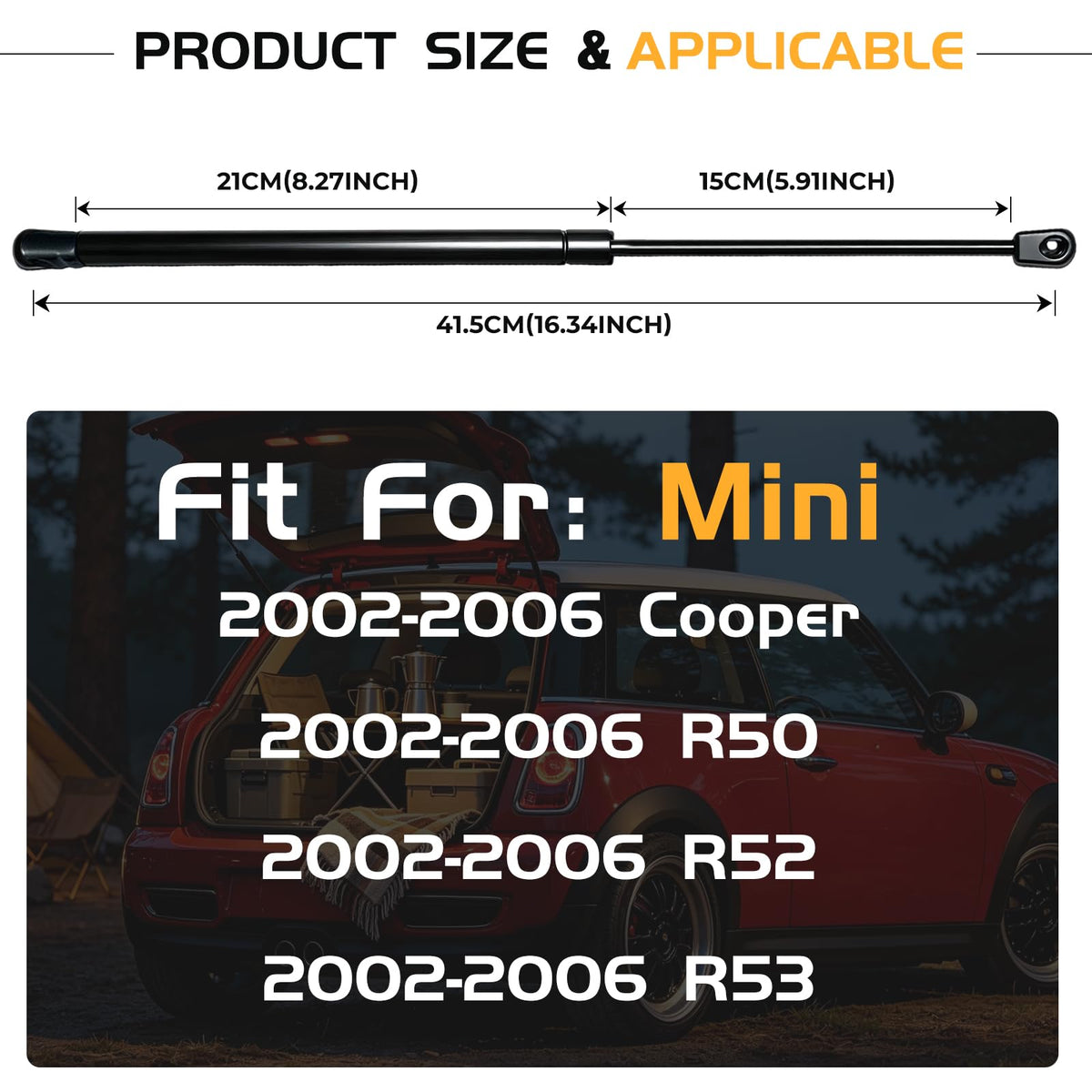 Hood Lift Support for 2002-2006 Mini Cooper R53, PM3302, SG202008, 2 PCS