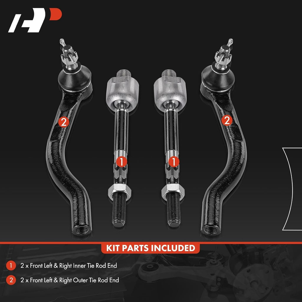 A-Premium Front Inner & Outer Tie Rod End Kit Fix Uneven Tire Wear