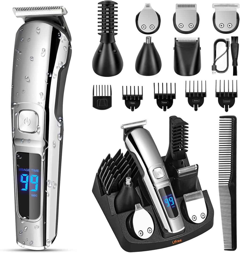 Beard Trimmer for Men, Waterproof Electric Razor for Nose, Body, Face & Mustache, Cordless Hair Clippers Shavers