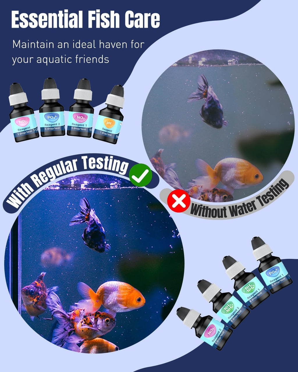 5 in 1 Aquarium Water Master Test Kit for Freshwater & Saltwater | Aquarium Water Test Kit Fish Tank Water Testing